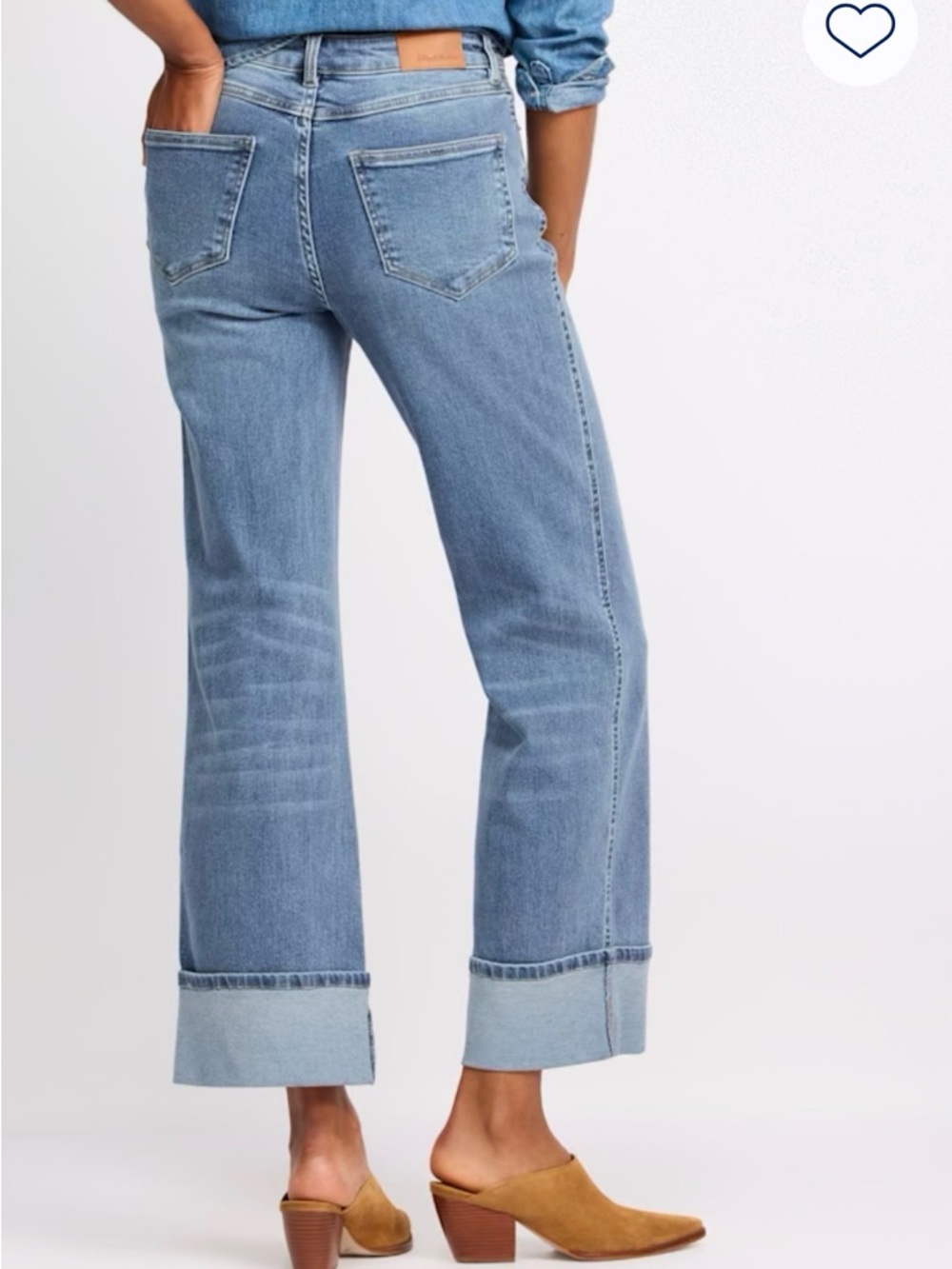 Blake Wide leg with Tall Cuffed Ankle Jeans in Light Blue